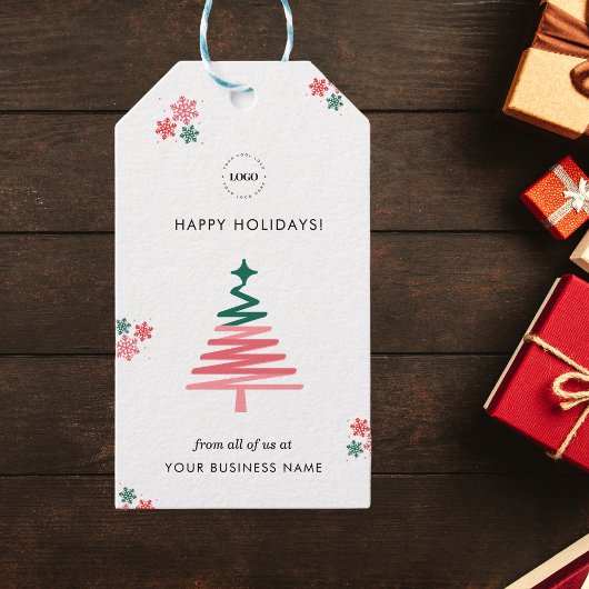 Modern Business Christmas Tree Custom Company Logo Cadeaulabel