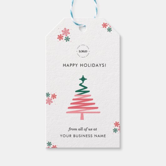Modern Business Christmas Tree Custom Company Logo Cadeaulabel (Voorkant)