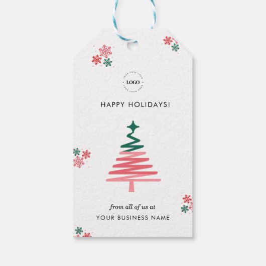Modern Business Christmas Tree Custom Company Logo Cadeaulabel (Achterkant)