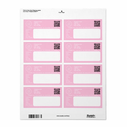 Modern Business Company Logo Corporate Pink Etiket (Full Sheet)
