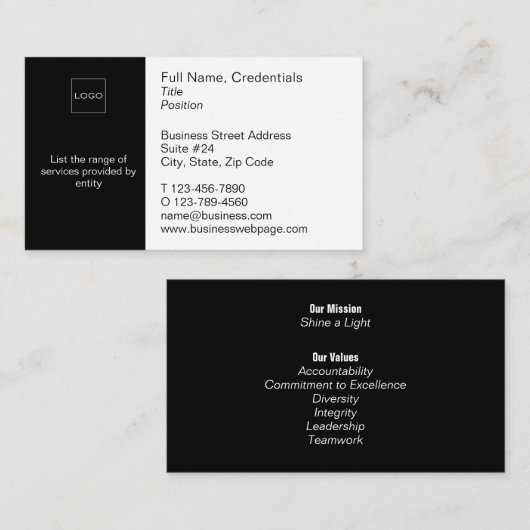 Modern Business, Corporate Logo in zwart-wit Visitekaartje (Voorkant / Achterkant)
