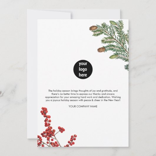 Modern Business Corporate Pine Cone Kerst Kaart (Achterkant)