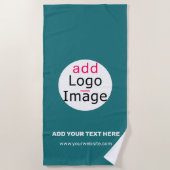Modern Business Custom Merk Logo Deep Zee Groen Strandlaken (Voorkant)