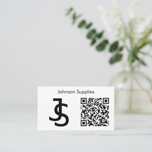 Modern Business Custom Monogram Logo en QR-code Visitekaartje (Staand voorkant)