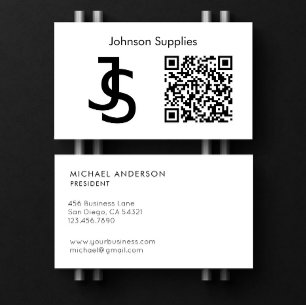 Modern Business Custom Monogram Logo en QR-code Visitekaartje