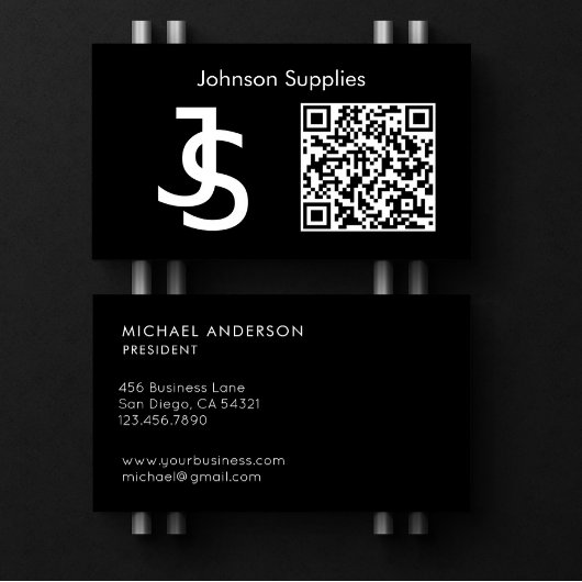 Modern Business Custom Monogram Logo en QR-code Visitekaartje