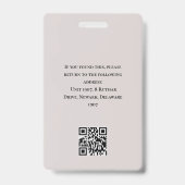 Modern Business Employee Company Logo Foto QR Badge (Back)