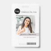 Modern Business Employee Company Logo Foto QR Badge (Front)