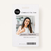 Modern Business Employee Company Logo Foto QR Badge (Voorkant)