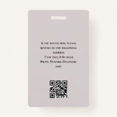 Modern Business Employee Company Logo Foto QR Badge (Achterkant)