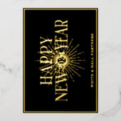 Modern Business Gelukkig Nieuwjaar Logo | Zwart go Folie Feestdagenkaart (Voorkant)