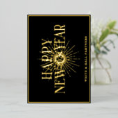 Modern Business Gelukkig Nieuwjaar Logo | Zwart go Folie Feestdagenkaart (Staand Voorkant)