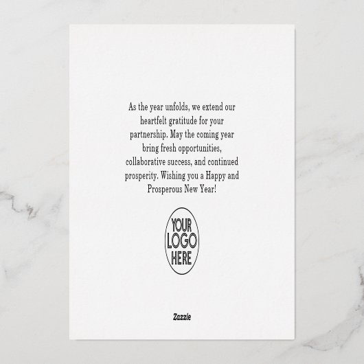 Modern Business Gelukkig Nieuwjaar Logo | Zwart go Folie Feestdagenkaart (Achterkant)