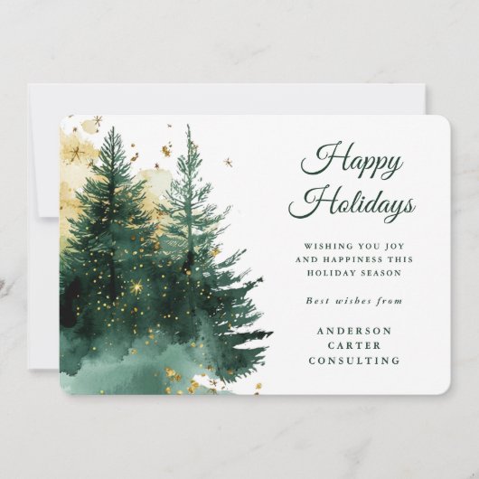 Modern Business Gold Green Christmas Holiday Card Feestdagenkaart (Voorkant)