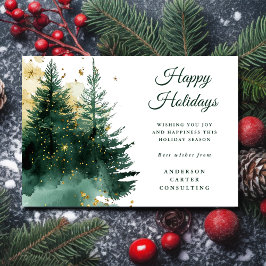 Modern Business Gold Green Christmas Holiday Card Feestdagenkaart