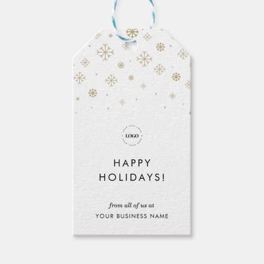 Modern Business Gold Snowflake Custom Company Logo Cadeaulabel (Voorkant)