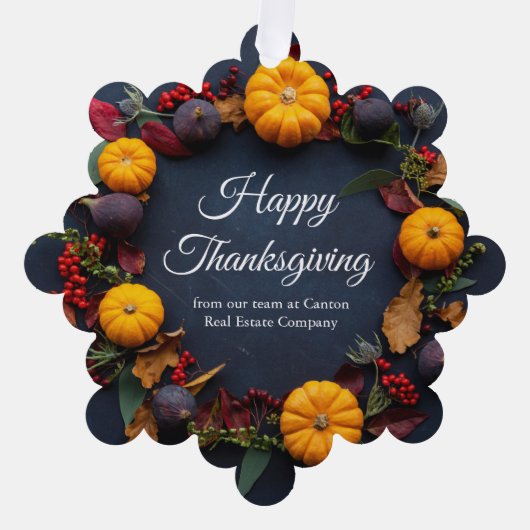 Modern Business Happy Thanksgiving Pumpkin Wreath Ornament Kaart (Voorkant)