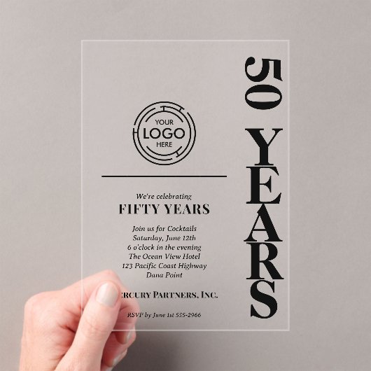 Modern Business Jubileum Logo Acryl Uitnodigingen (Insitu (Draagbaar))
