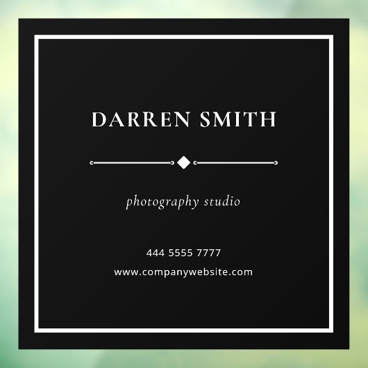 Modern Business Kantoor Naam Wit op Zwart Raamsticker (Vel 3)