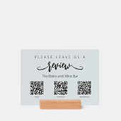 Modern Business Leave Review 3 QR Code Sign (Woodblock)