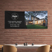 Modern Business Logo Adverteren Foto Zwart 6' Spandoek