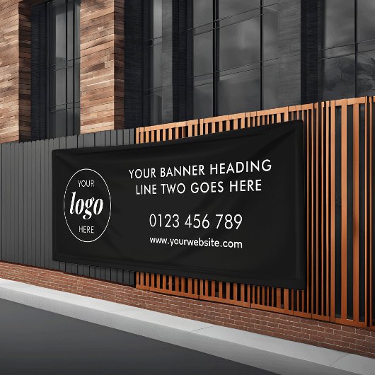 Modern Business Logo Adverteren Trade Show Zwart Spandoek