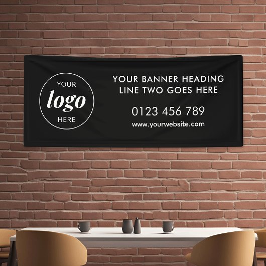 Modern Business Logo Adverteren Trade Show Zwart Spandoek
