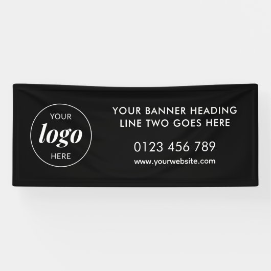 Modern Business Logo Adverteren Trade Show Zwart Spandoek (Horizontaal)