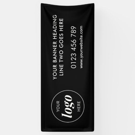 Modern Business Logo Adverteren Trade Show Zwart Spandoek (Verticaal)