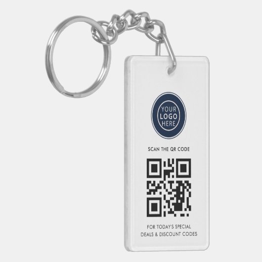 Modern Business Logo and QR Code Minimalist Sleutelhanger (Voorkant Links)