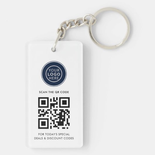 Modern Business Logo and QR Code Minimalist Sleutelhanger (achterkant)