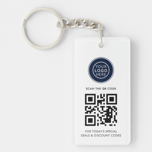 Modern Business Logo and QR Code Minimalist Sleutelhanger (Voorkant)