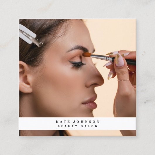 Modern Business Logo Beauty Hair Stylist Foto Vierkante Visitekaartje (Voorkant)