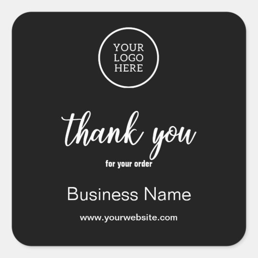 Modern Business Logo Bedankt typografie Zwart Vierkante Sticker (Voorkant)