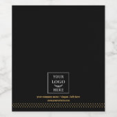 Modern Business Logo Black Gold Dots Branded Wijn Etiket (Enkel label)