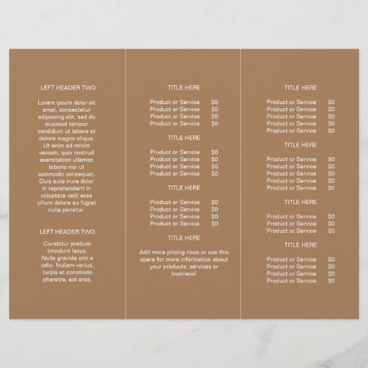 Modern Business Logo Brown Trifold Brochure (Achterkant)