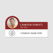 Modern Business Logo Burgundy Photo Magnetic Naamplaatje (Voorkant)