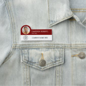 Modern Business Logo Burgundy Photo Magnetic Naamplaatje (In situ)