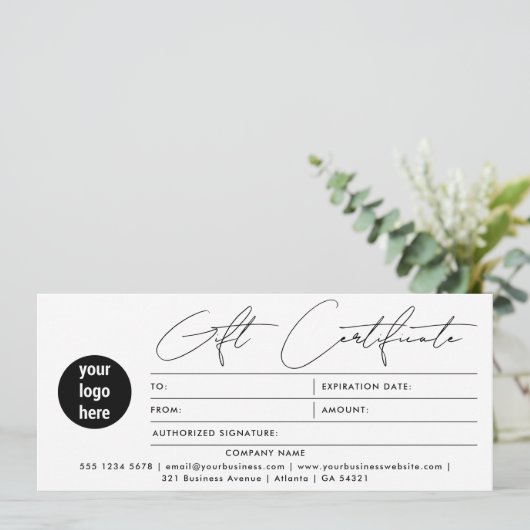 Modern Business Logo Cadeaubon Zwart Wit (Staand voorkant)