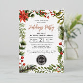 Modern Business Logo Christmas Feestdagen Party Folie Uitnodiging (Staand Voorkant)