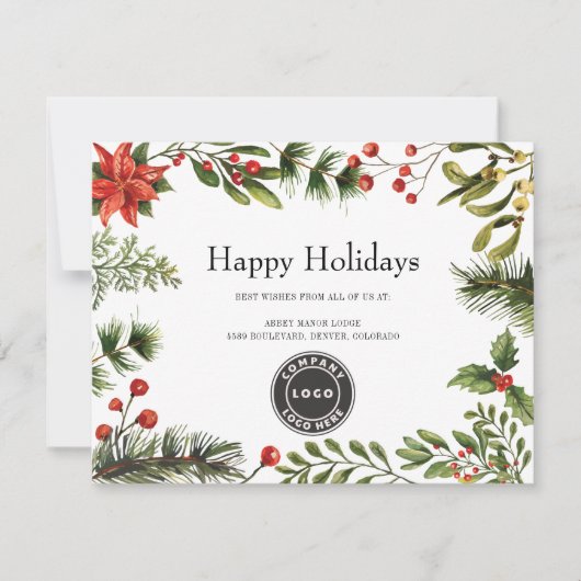 Modern Business Logo Christmas Greenery Feestdagen Kaart (Voorkant)