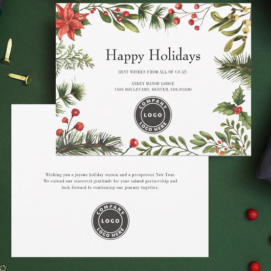 Modern Business Logo Christmas Greenery Feestdagen Kaart