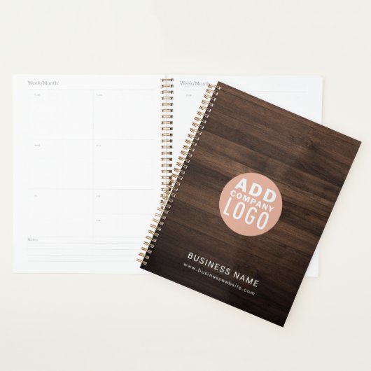 Modern Business Logo Elegant Wood Look 2026 Planner (Display)