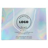 Modern Business Logo en adres Holographic Custom Groot Cadeauzakje (Voorkant)