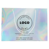 Modern Business Logo en adres Holographic Custom Groot Cadeauzakje (Achterkant)