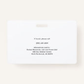 Modern Business Logo en Nurse Foto-ID Badge (Achterkant)