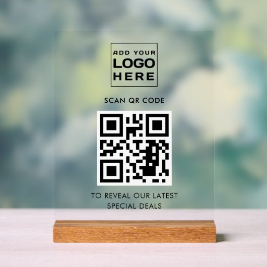 Modern Business Logo en QR Code Custom Acryl Bord (Neutraal)
