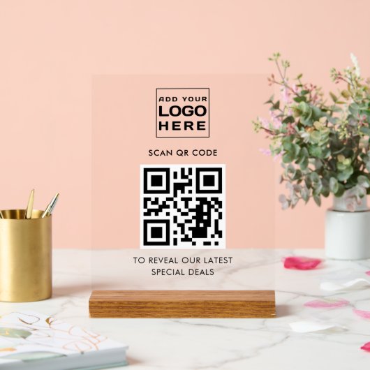 Modern Business Logo en QR Code Custom Acryl Bord (Huwelijk)