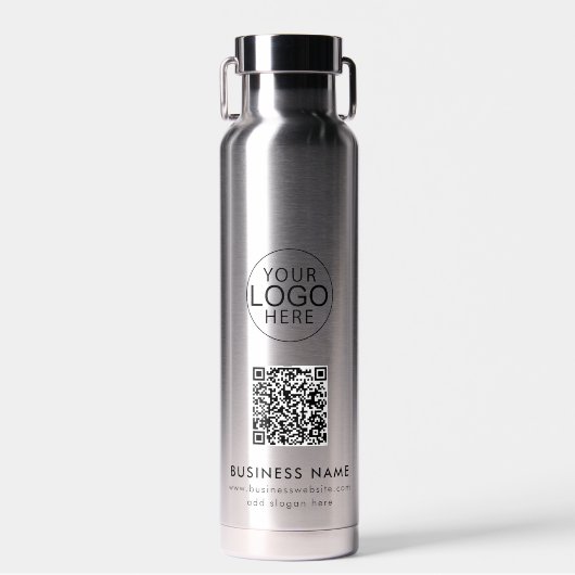 Modern Business Logo en QR Code Custom Waterfles (Voorkant)