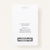 Modern Business Logo en werknemer Foto-ID Badge (Achterkant)